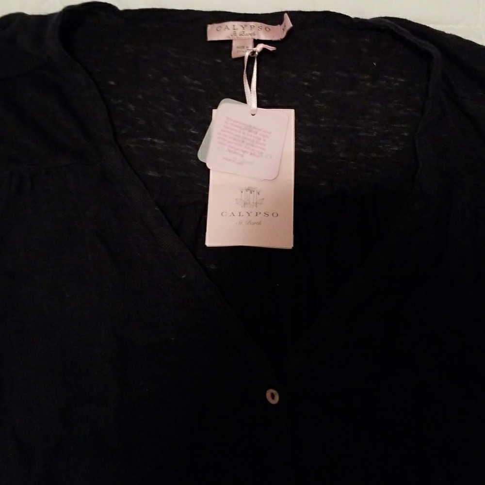NWT calypso linen and jersey Henley top